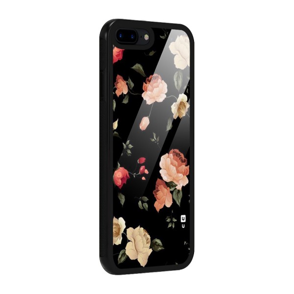 Black Artistic Floral Glass Back Case for iPhone 7 Plus