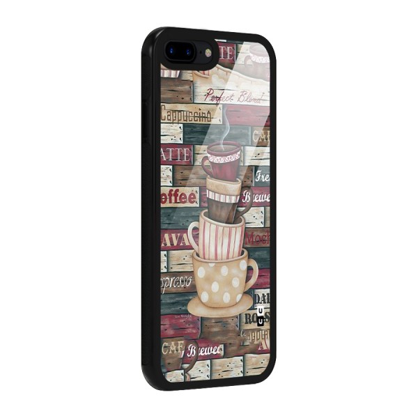 Cute Coffee Cups Glass Back Case for iPhone 7 Plus