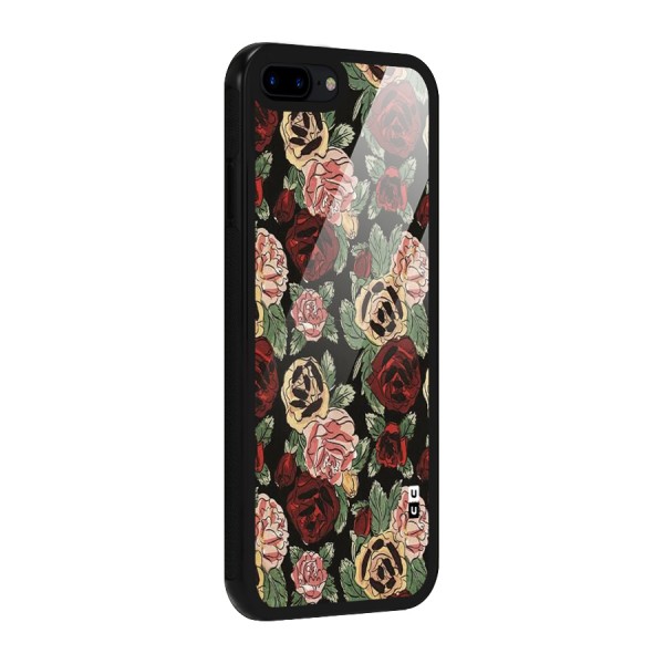 Dark Pastel Flowers Glass Back Case for iPhone 7 Plus