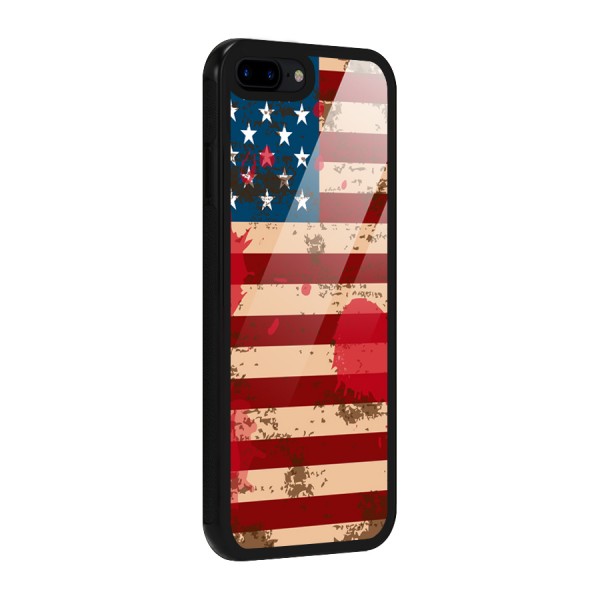 Grunge USA Flag Glass Back Case for iPhone 7 Plus