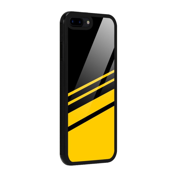 Slant Yellow Stripes Glass Back Case for iPhone 7 Plus