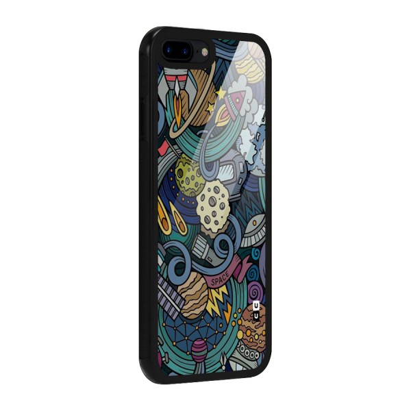 Space Pattern Blue Glass Back Case for iPhone 7 Plus