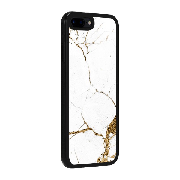 White and Gold Design Glass Back Case for iPhone 7 Plus