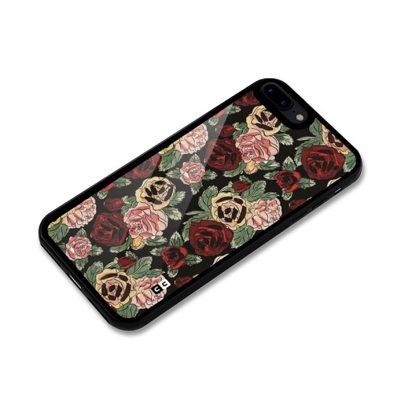 Dark Pastel Flowers Glass Back Case for iPhone 7 Plus