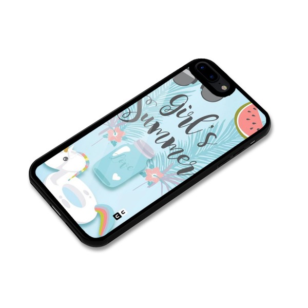 Girls Summer Glass Back Case for iPhone 7 Plus