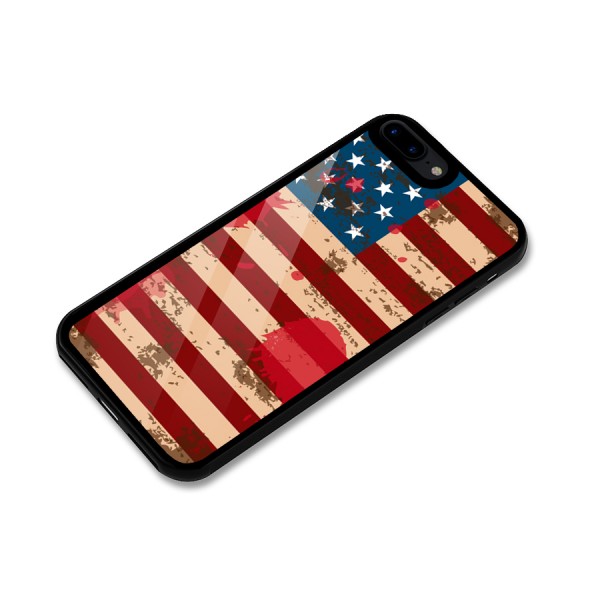 Grunge USA Flag Glass Back Case for iPhone 7 Plus