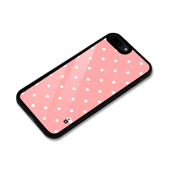 Peach Polka Pattern Glass Back Case for iPhone 7 Plus