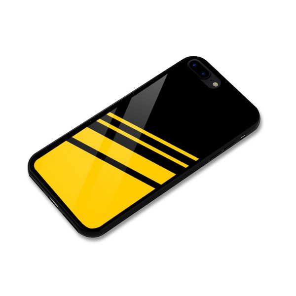 Slant Yellow Stripes Glass Back Case for iPhone 7 Plus