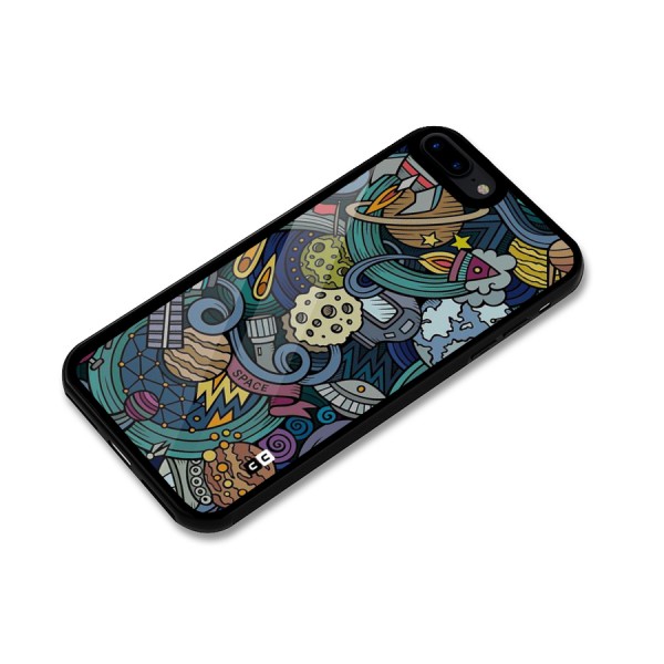 Space Pattern Blue Glass Back Case for iPhone 7 Plus