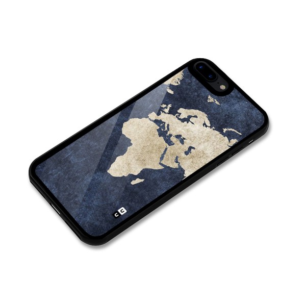 World Map Blue Gold Glass Back Case for iPhone 7 Plus