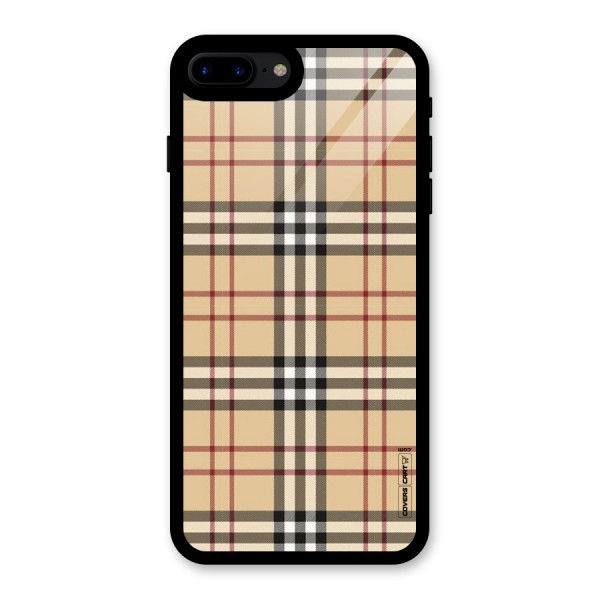 Beige Check Glass Back Case for iPhone 8 Plus