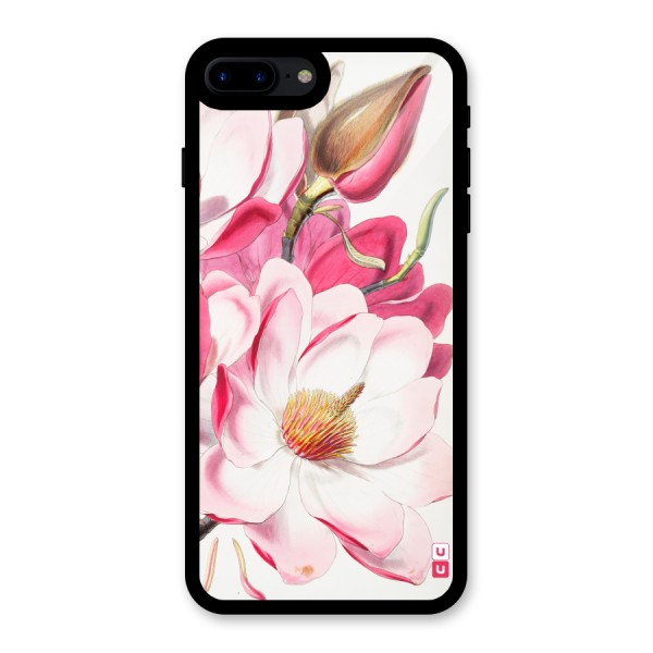 Pink Beautiful Flower Glass Back Case for iPhone 8 Plus