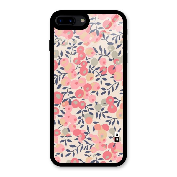 Pink Leaf Pattern Glass Back Case for iPhone 8 Plus
