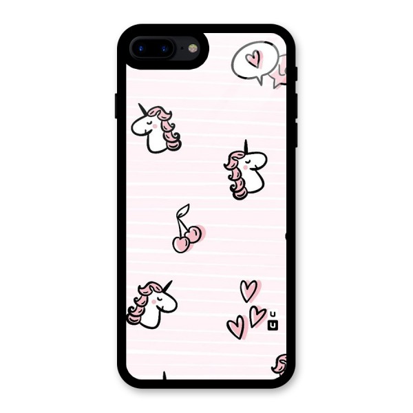 Strawberries And Unicorns Glass Back Case for iPhone 8 Plus