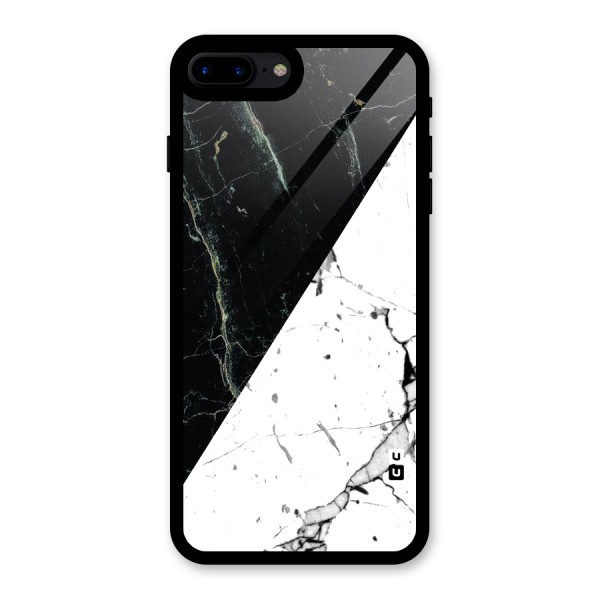 Stylish Diagonal Marble Glass Back Case for iPhone 8 Plus