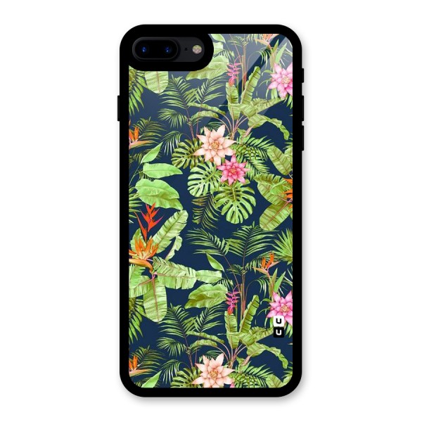 Tiny Flower Leaves Glass Back Case for iPhone 8 Plus