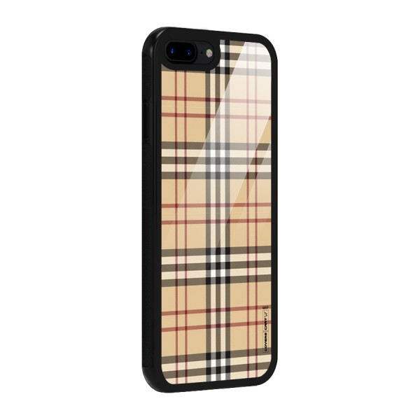 Beige Check Glass Back Case for iPhone 8 Plus