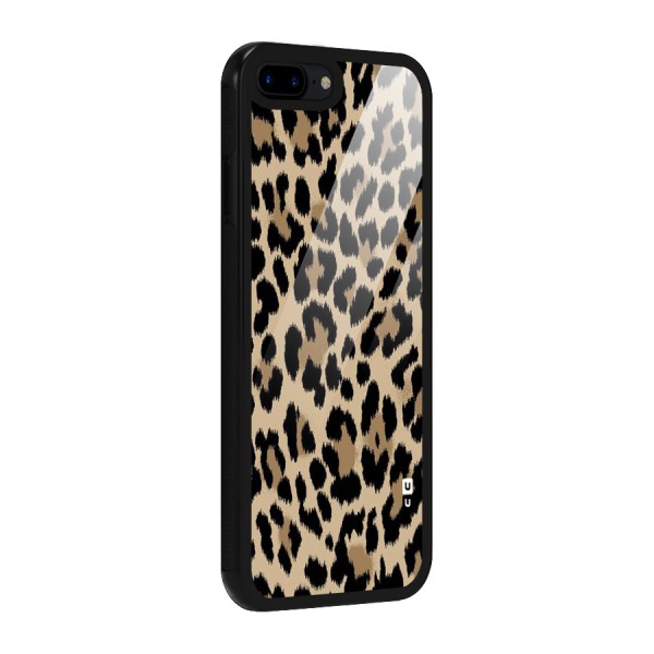 Brown Leapord Print Glass Back Case for iPhone 8 Plus