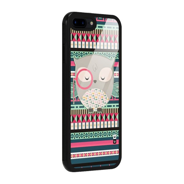 Owl Cute Pattern Glass Back Case for iPhone 8 Plus
