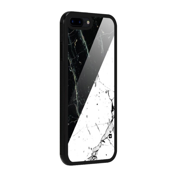 Stylish Diagonal Marble Glass Back Case for iPhone 8 Plus