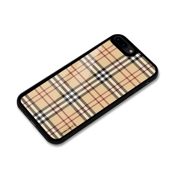 Beige Check Glass Back Case for iPhone 8 Plus