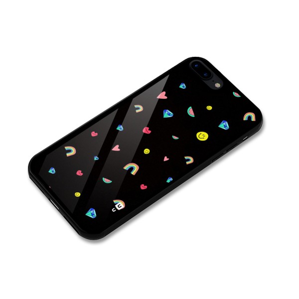 Cute Multicolor Shapes Glass Back Case for iPhone 8 Plus