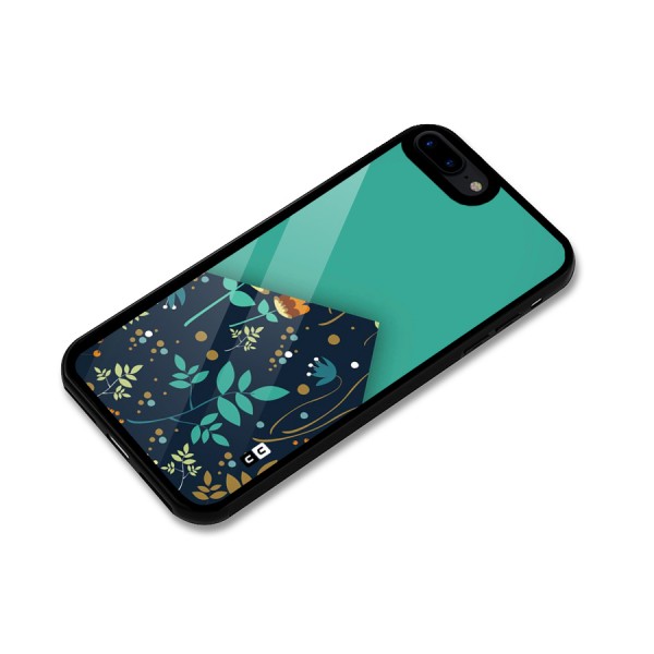 Floral Corner Glass Back Case for iPhone 8 Plus