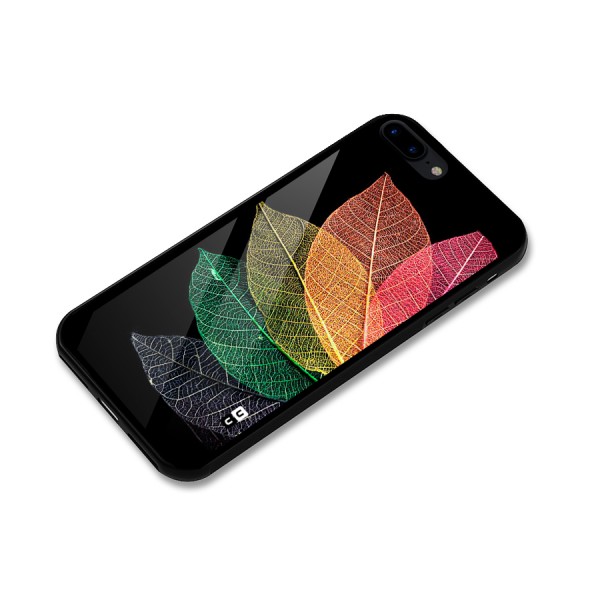 Net Leaf Color Design Glass Back Case for iPhone 8 Plus
