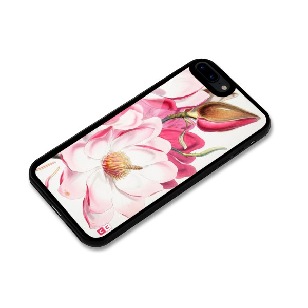Pink Beautiful Flower Glass Back Case for iPhone 8 Plus