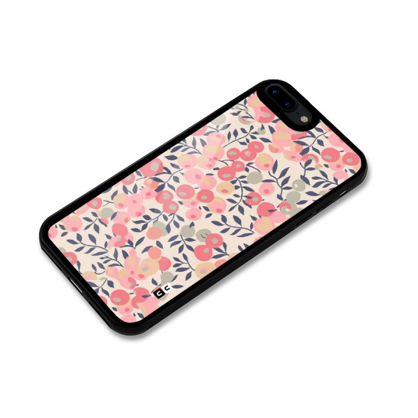 Pink Leaf Pattern Glass Back Case for iPhone 8 Plus