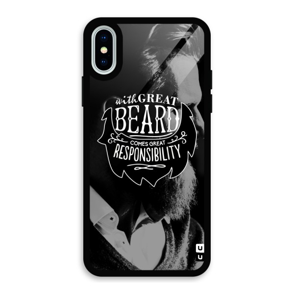 Beard Responsibility Quote Glass Back Case for iPhone X