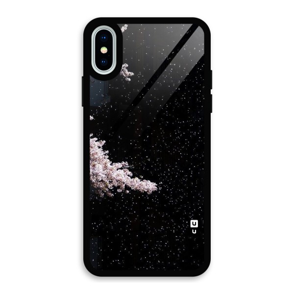 Beautiful Night Sky Flowers Glass Back Case for iPhone X