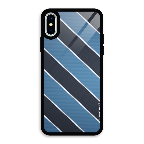Blue Black Stripes Glass Back Case for iPhone X