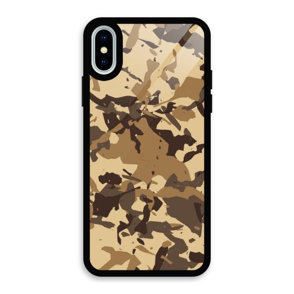 Brown Camouflage Army Glass Back Case for iPhone X