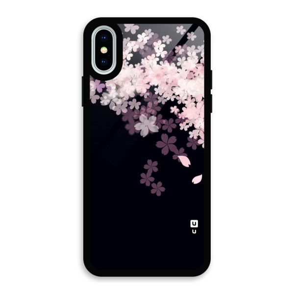 Cherry Flowers Pink Glass Back Case for iPhone X