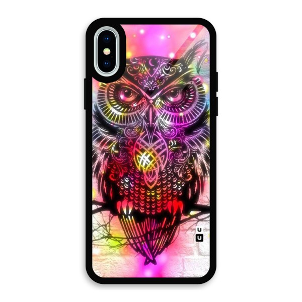 Colourful Owl Glass Back Case for iPhone X