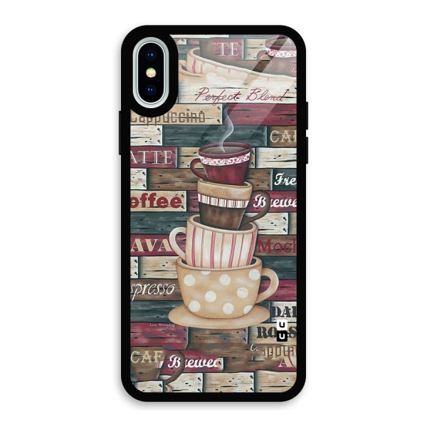 Cute Coffee Cups Glass Back Case for iPhone X