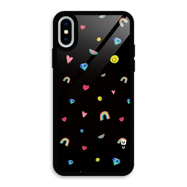 Cute Multicolor Shapes Glass Back Case for iPhone X