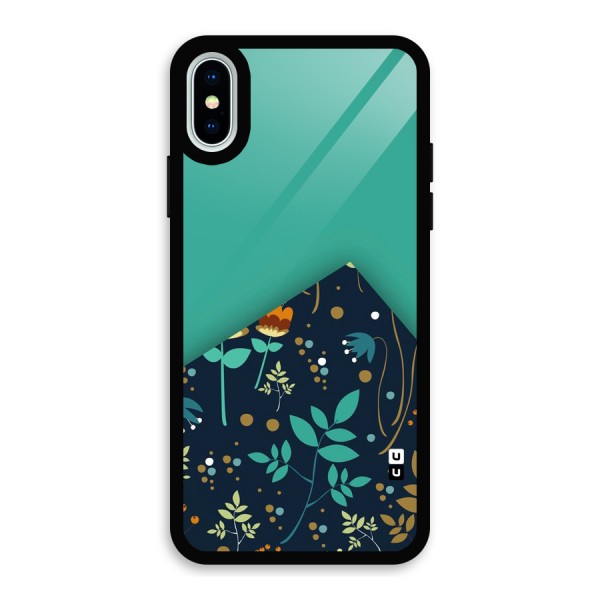 Floral Corner Glass Back Case for iPhone X