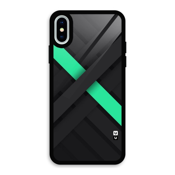 Green Stripe Diagonal Glass Back Case for iPhone X