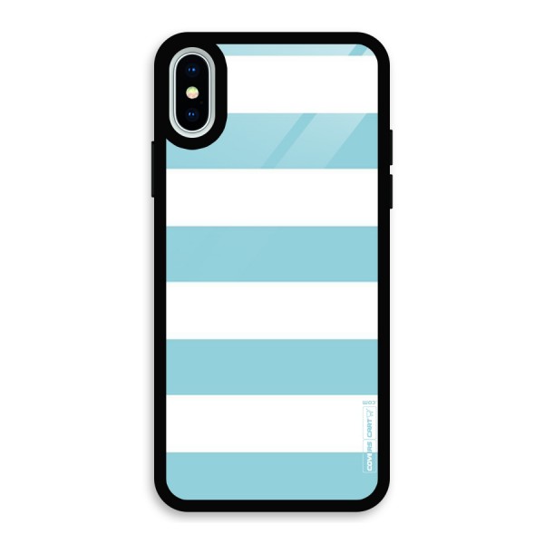 Pastel Blue White Stripes Glass Back Case for iPhone X