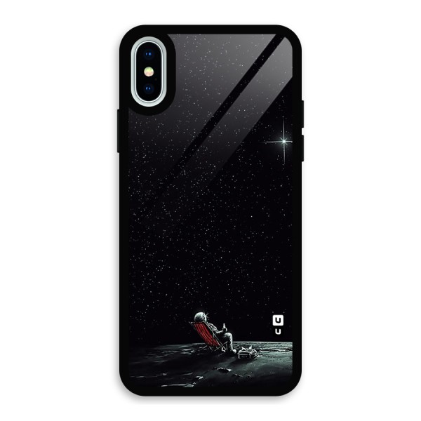Resting Spaceman Face Glass Back Case for iPhone X