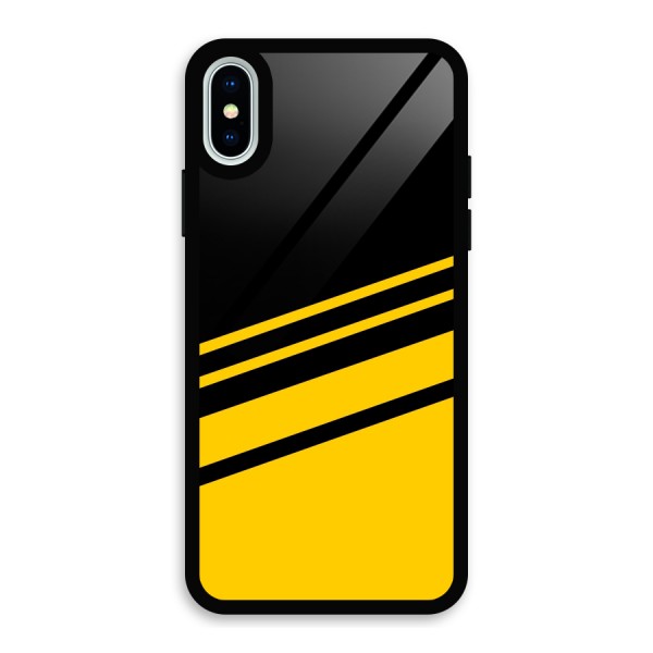 Slant Yellow Stripes Glass Back Case for iPhone X