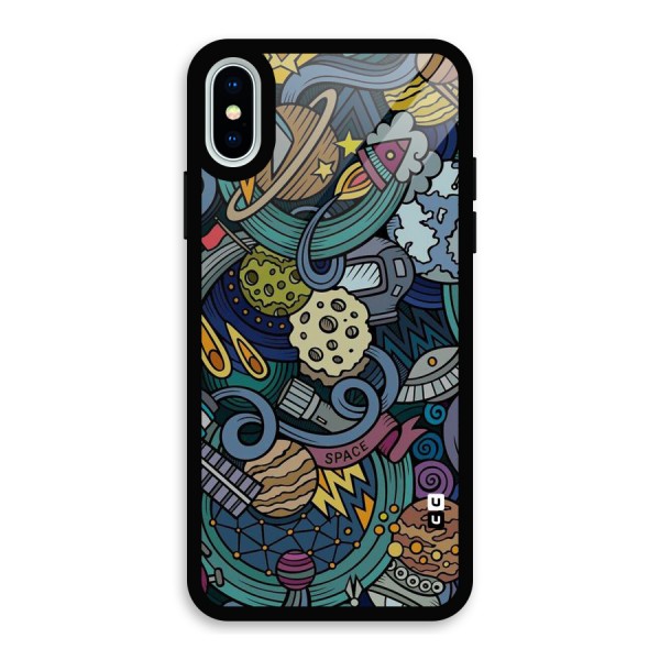 Space Pattern Blue Glass Back Case for iPhone X
