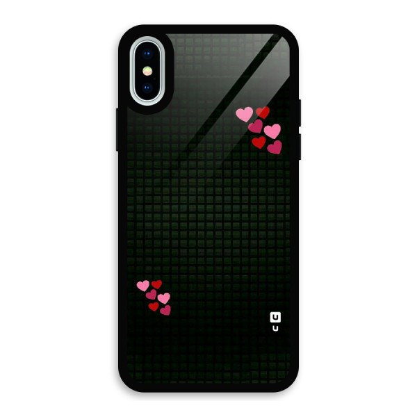 Square and Hearts Glass Back Case for iPhone X