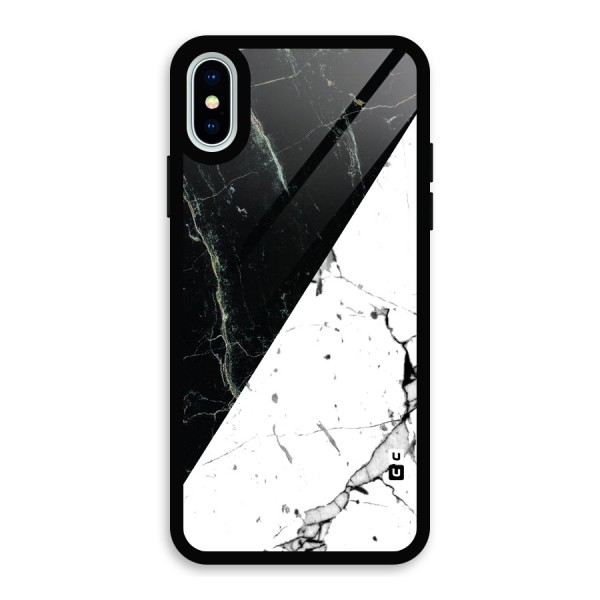Stylish Diagonal Marble Glass Back Case for iPhone X