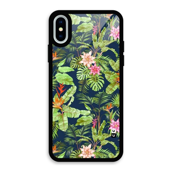 Tiny Flower Leaves Glass Back Case for iPhone X