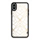 White Golden Zig Zag Glass Back Case for iPhone X