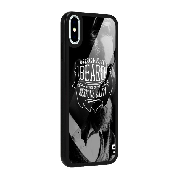 Beard Responsibility Quote Glass Back Case for iPhone X