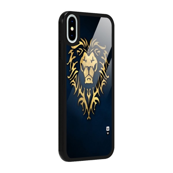 Beautiful Golden Lion Design Glass Back Case for iPhone X